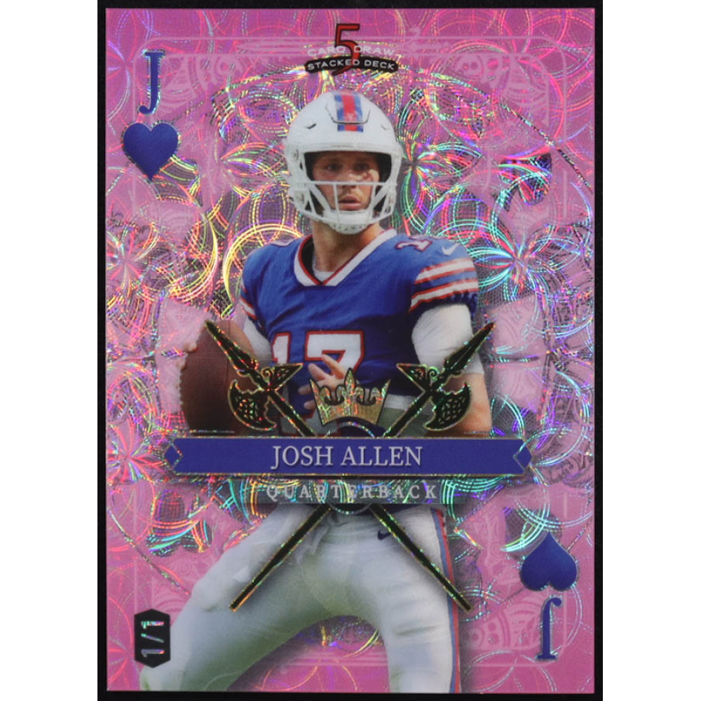 Josh Allen 2024 Wild Card 5 Card Stacked Deck Joker of Hearts Blue #SDPH-JAN #1/1 at PristineAuction.com