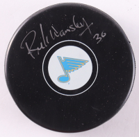 Rick Wamsley Signed Blues Logo Hockey Puck (Premium Autographs) at PristineAuction.com