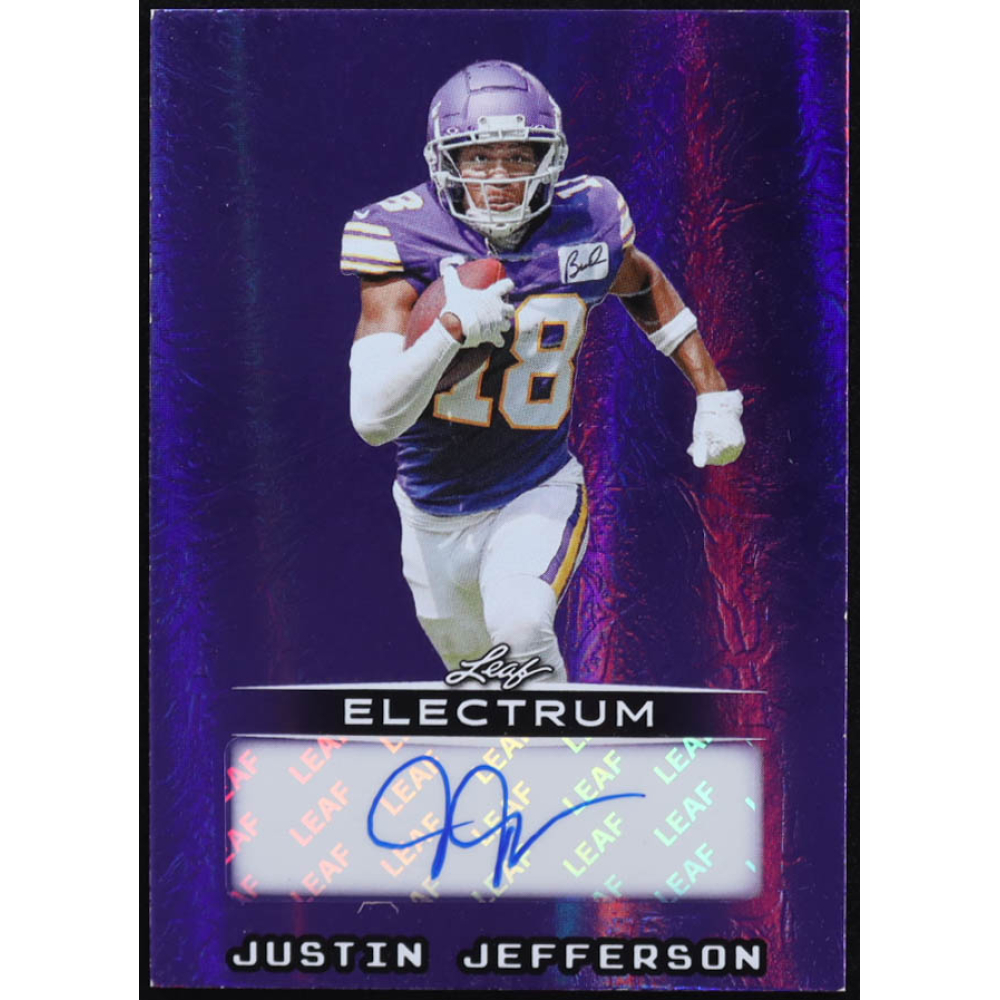 Justin Jefferson 2025 Leaf Electrum Auto Purple #BA-JJ1 #4/7 at PristineAuction.com