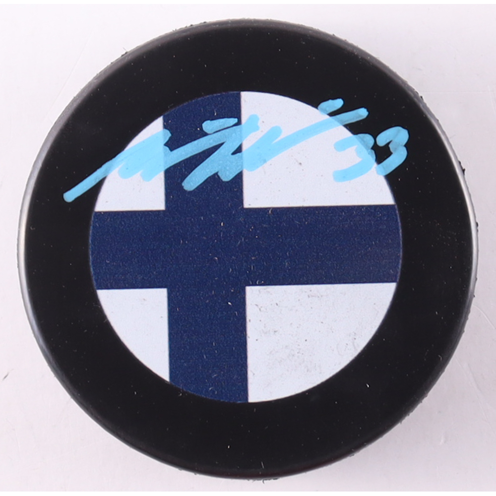 Michelle Karvinen Signed Finland Logo Hockey Puck (Premium Autographs) at PristineAuction.com