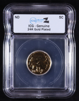 (1913-1938) Buffalo 5C Nickel - 24kt Gold Plated Limited Edition (ICG Genuine) at PristineAuction.com