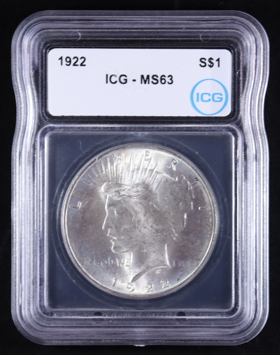 1922 Peace Silver $1 Dollar (ICG MS63) at PristineAuction.com 1922 Peace Silver $1 Dollar (ICG MS63) at PristineAuction.com