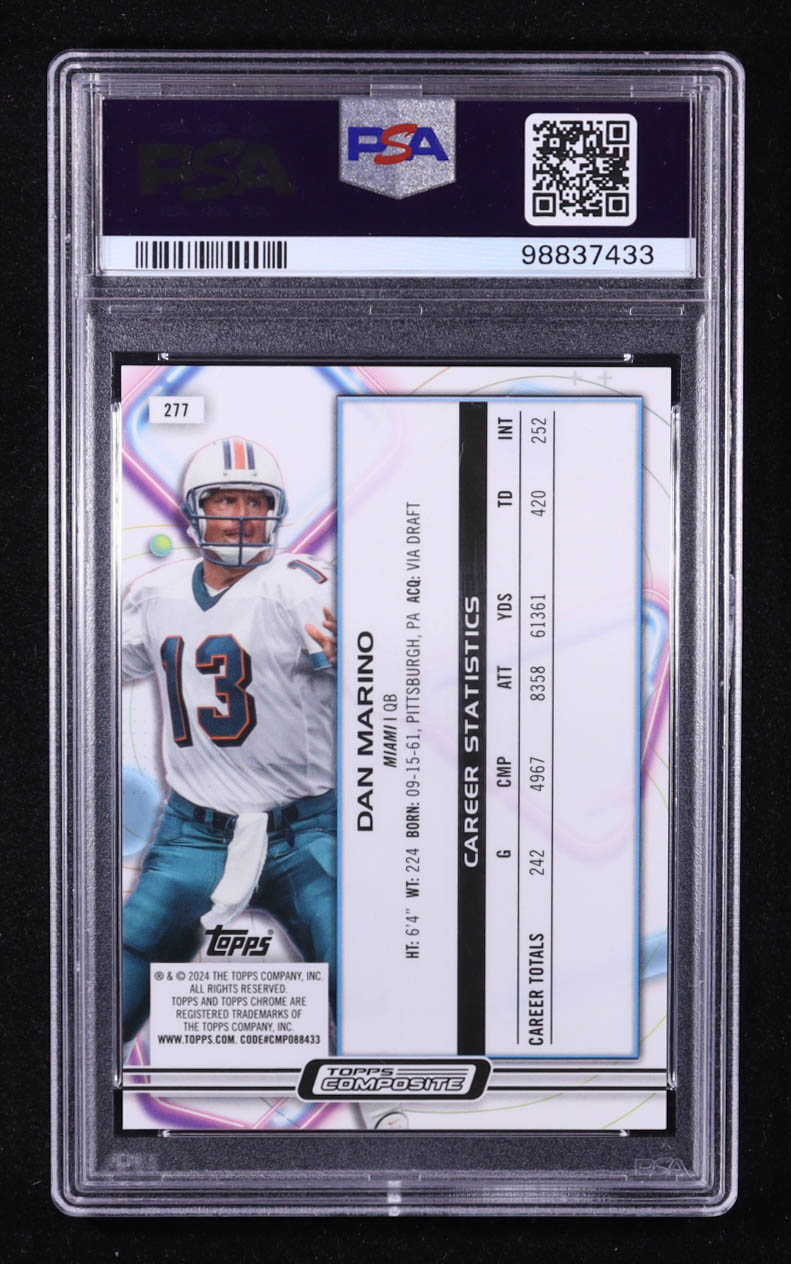 Dan Marino 2023 Topps Composite Cosmic Green Space Dust Refractors #277 #20/75 (PSA 10) at PristineAuction.com Dan Marino 2023 Topps Composite Cosmic Green Space Dust Refractors #277 #20/75 (PSA 10) at PristineAuction.com