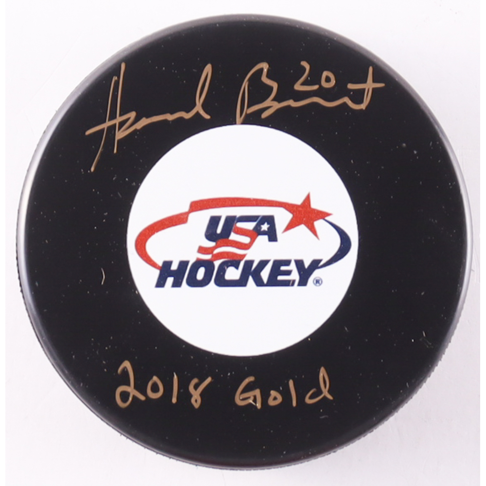 Hannah Brandt Signed Team USA Logo Hockey Puck Inscribed "2018 Gold" (Premium Autographs) at PristineAuction.com