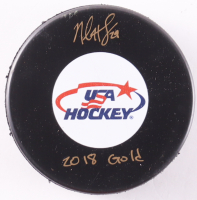 Nicole Hensley Signed Team USA Logo Hockey Puck Inscribed "2018 Gold" (Premium Autographs) at PristineAuction.com