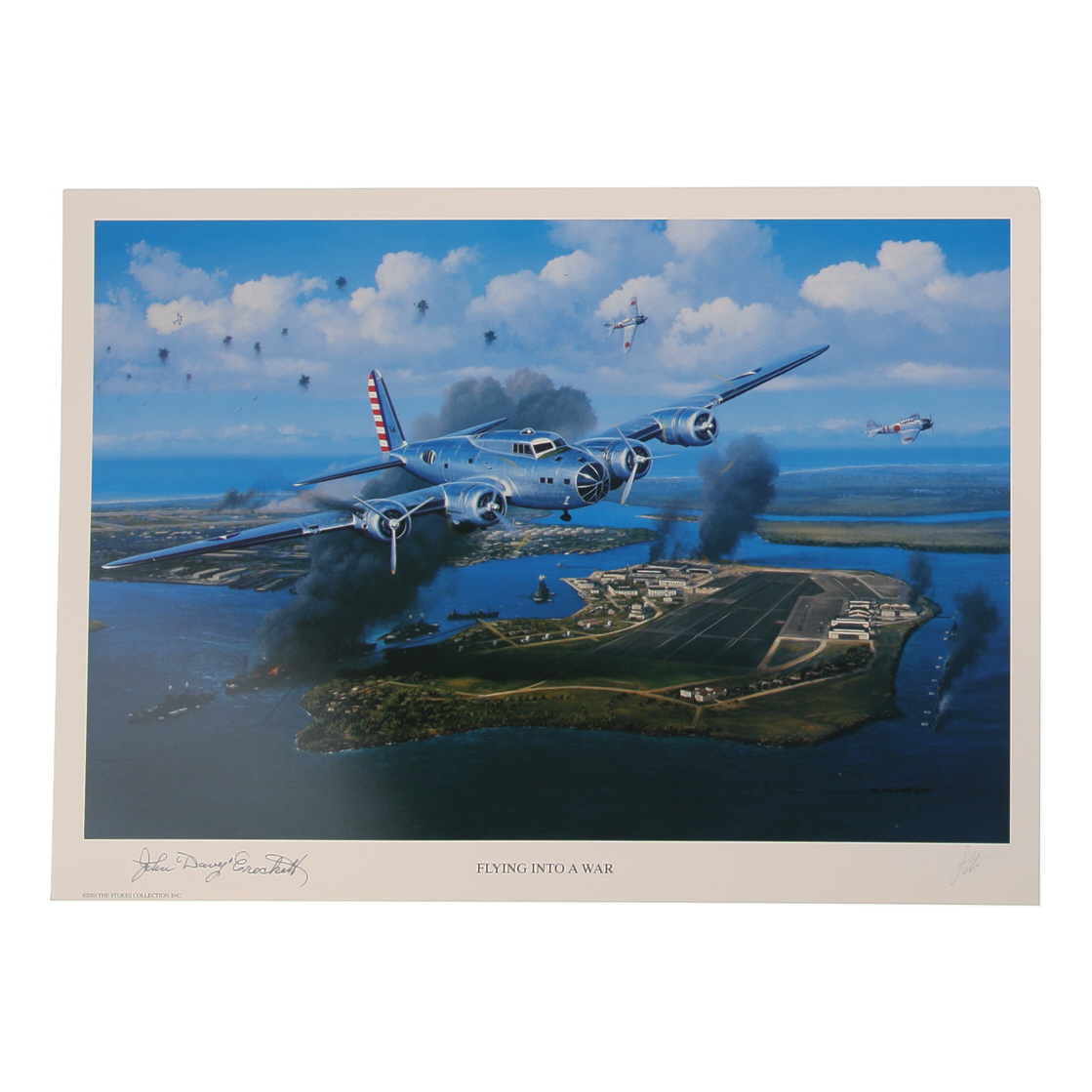 John "Davy" Crockett Signed Stan Stokes "Flying Into A War" Lithograph (AIV) at PristineAuction.com John "Davy" Crockett Signed Stan Stokes "Flying Into A War" Lithograph (AIV) at PristineAuction.com