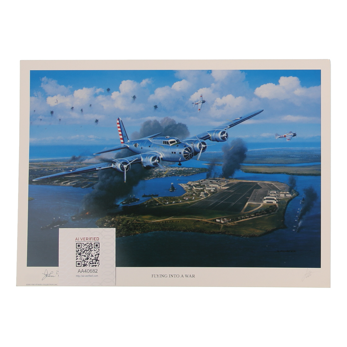 John "Davy" Crockett Signed Stan Stokes "Flying Into A War" Lithograph (AIV) at PristineAuction.com John "Davy" Crockett Signed Stan Stokes "Flying Into A War" Lithograph (AIV) at PristineAuction.com