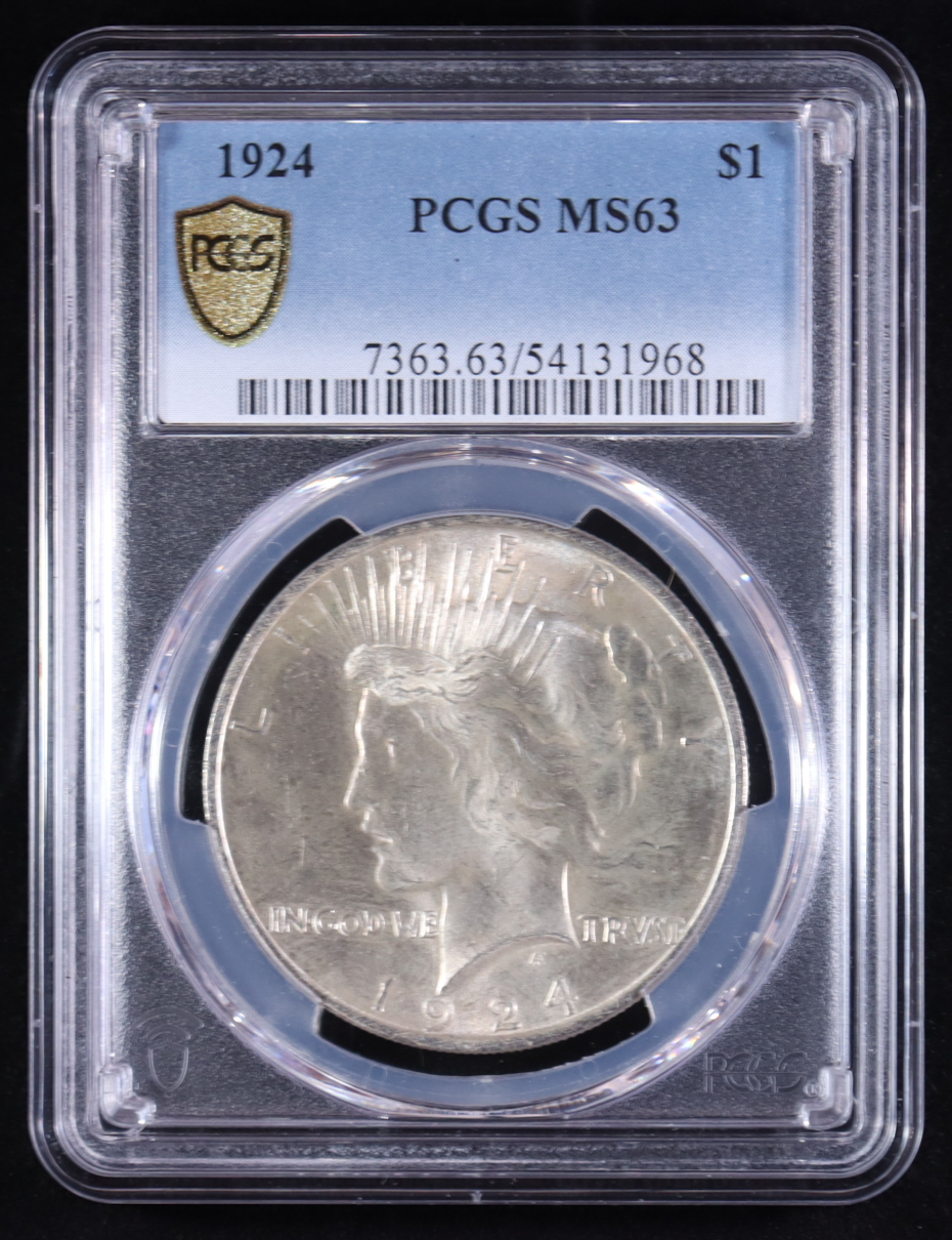 1924 Peace Silver $1 Dollar (PCGS MS63) at PristineAuction.com 1924 Peace Silver $1 Dollar (PCGS MS63) at PristineAuction.com