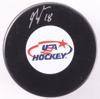 Jesse Compher Signed Team USA Logo Hockey Puck (Premium Autographs) at PristineAuction.com