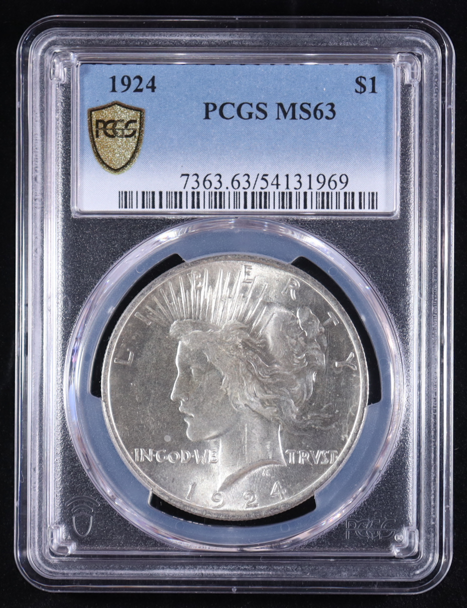 1924 Peace Silver $1 Dollar (PCGS MS63) at PristineAuction.com 1924 Peace Silver $1 Dollar (PCGS MS63) at PristineAuction.com