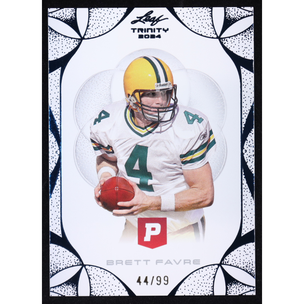 Brett Favre 2024 Leaf Trinity x Pristine Blue #12 #44/99 at PristineAuction.com