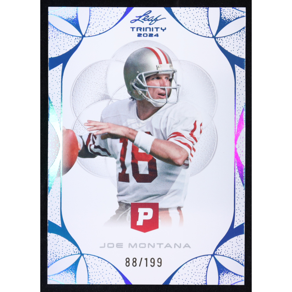 Joe Montana 2024 Leaf Trinity x Pristine Light Blue #56 #88/199 at PristineAuction.com