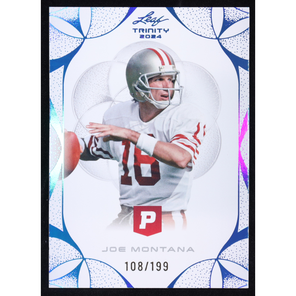Joe Montana 2024 Leaf Trinity x Pristine Light Blue #56 #108/199 at PristineAuction.com