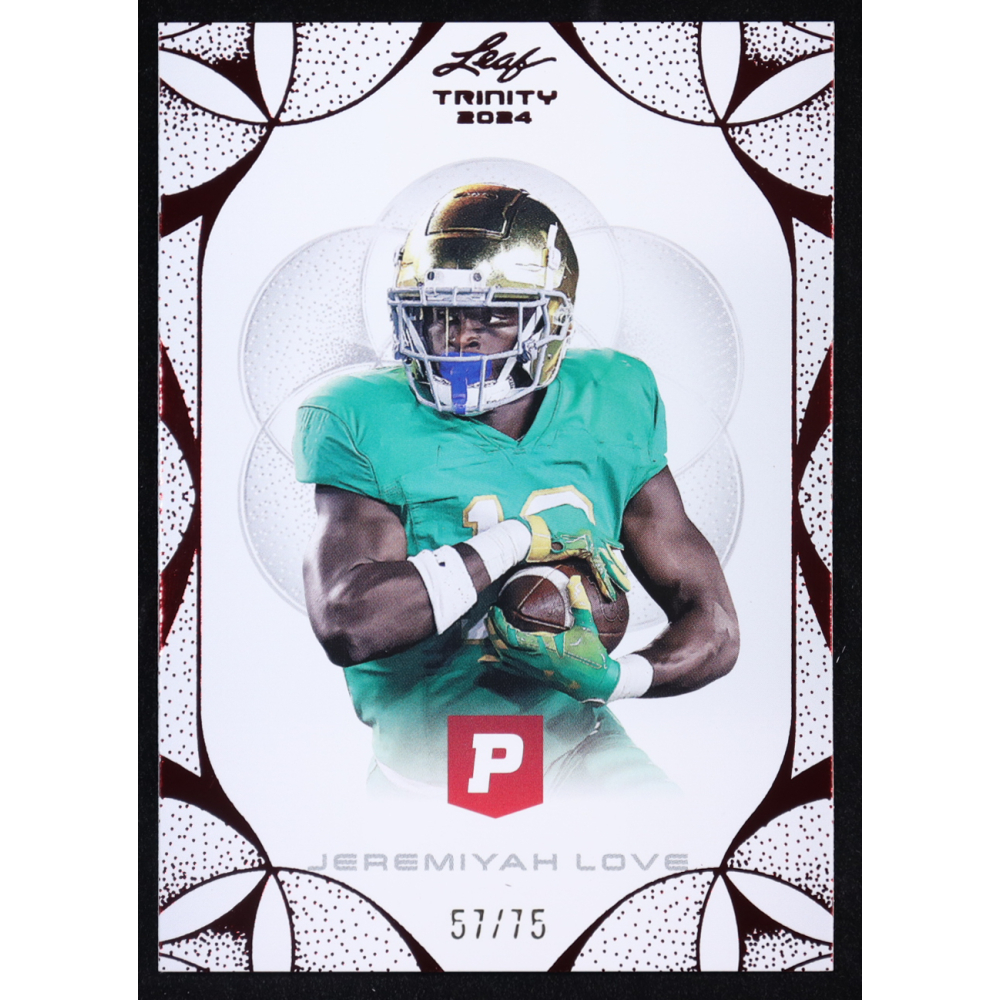 Jeremiyah Love 2024 Leaf Trinity x Pristine Red #54 RC #57/75 at PristineAuction.com