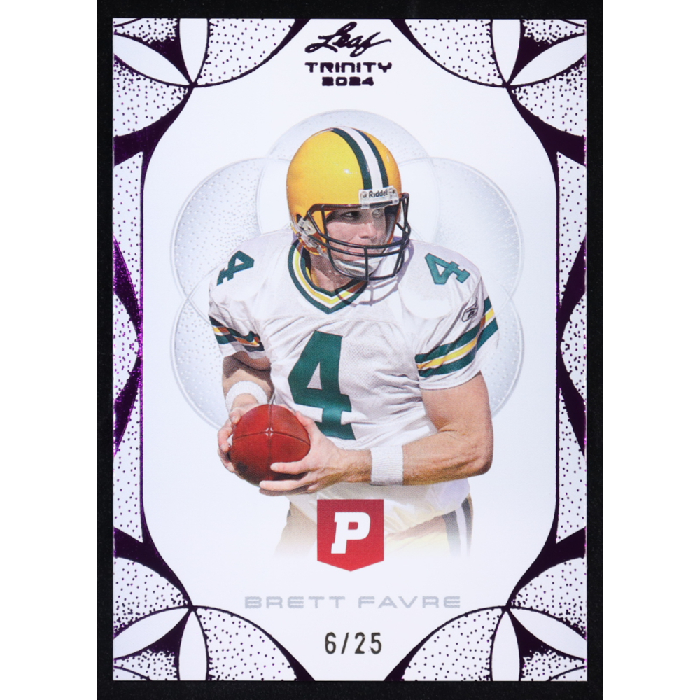 Brett Favre 2024 Leaf Trinity x Pristine Pink #12 #6/25 at PristineAuction.com
