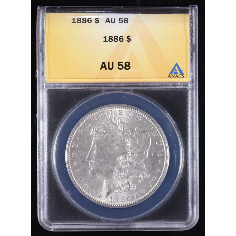 1886 Morgan Silver $1 Dollar (ANACS AU58) at PristineAuction.com