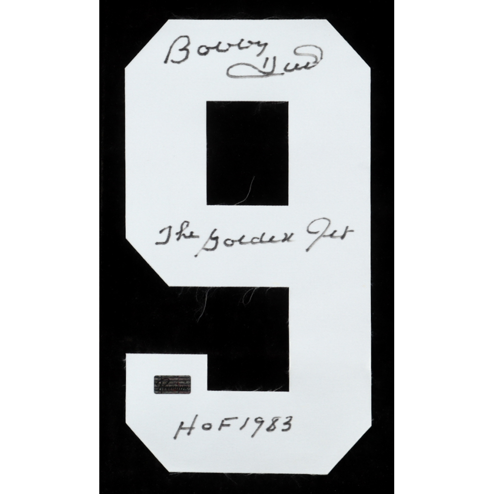 Bobby Hull Signed "9" Jersey Number Patch Inscribed "The Golden Jet" & "HOF 1983" (Premium Autographs) at PristineAuction.com