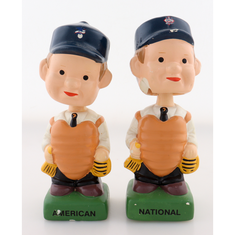 Pair of (2) Vintage Ceramic ONL & OAL Baseball Pitcher Bobble-Head Figurines at PristineAuction.com