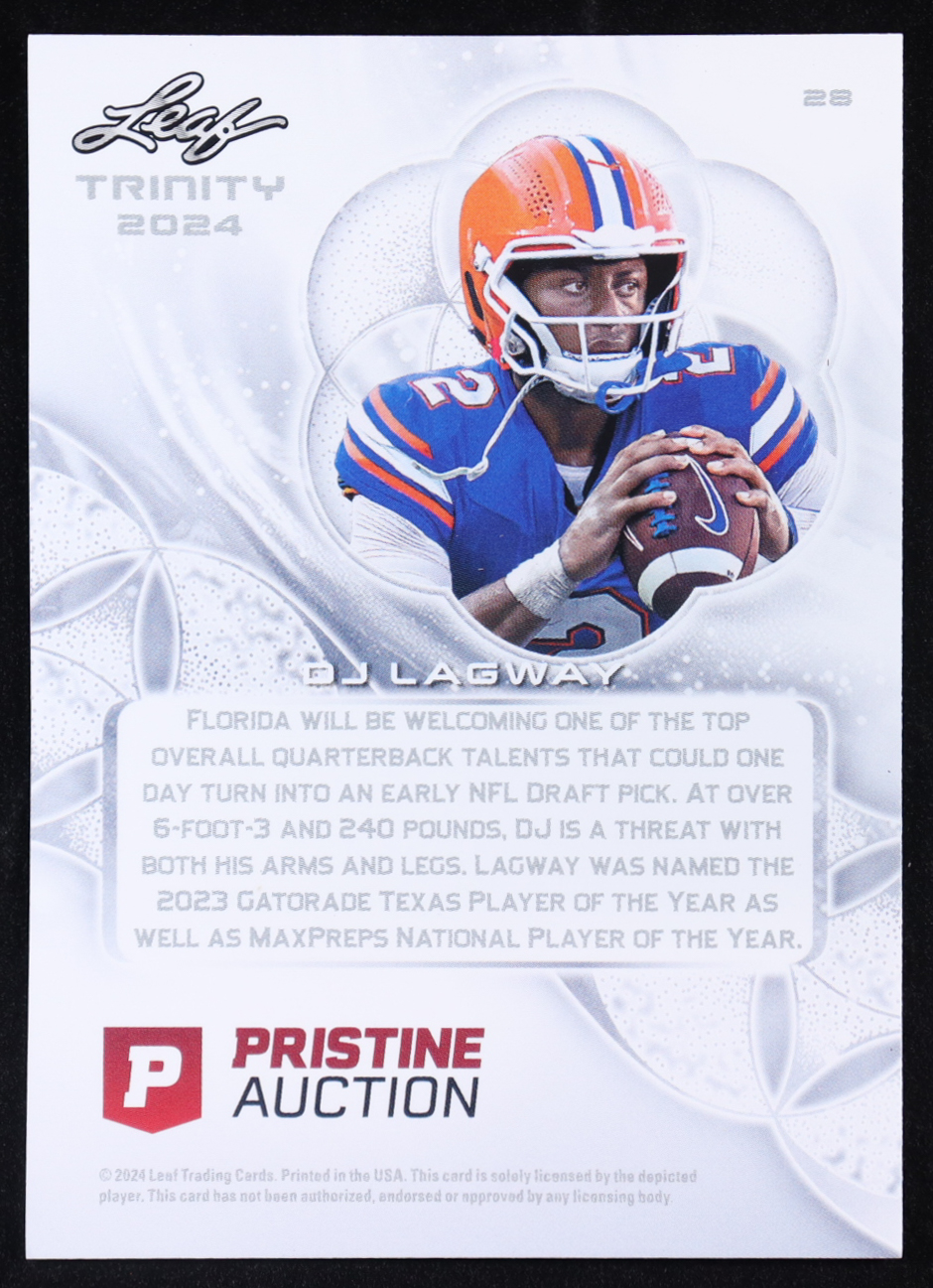 DJ Lagway 2024 Leaf Trinity x Pristine #28 RC at PristineAuction.com DJ Lagway 2024 Leaf Trinity x Pristine #28 RC at PristineAuction.com