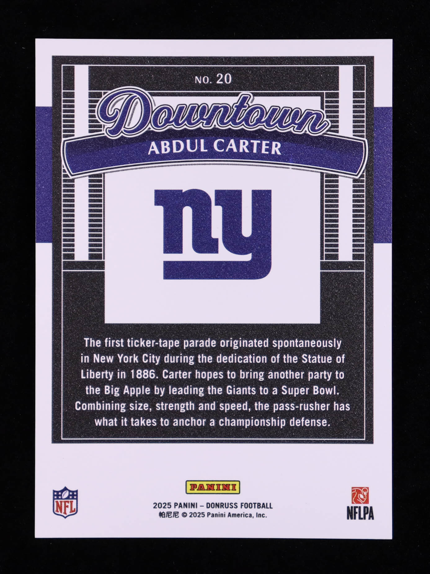 Abdul Carter 2025 Donruss Downtown #20 RC at PristineAuction.com Abdul Carter 2025 Donruss Downtown #20 RC at PristineAuction.com