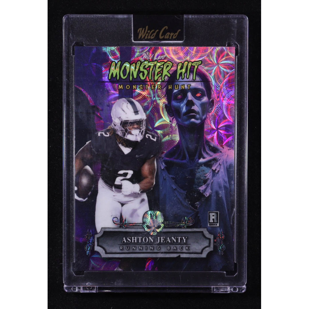 Ashton Jeanty 2025 Wild Card Monster Hit Monster Hunt Cemetery Zombie Purple Kaleidoscope #MHCZAJ #1/1 RC at PristineAuction.com