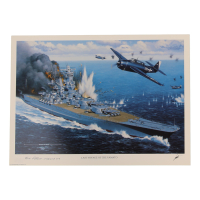 William Webb Patterson Signed Stan Stokes "Last Voyage Of The Yamato" Lithograph Inscribed "LT (JG) USNR VT-9" (AIV) at PristineAuction.com