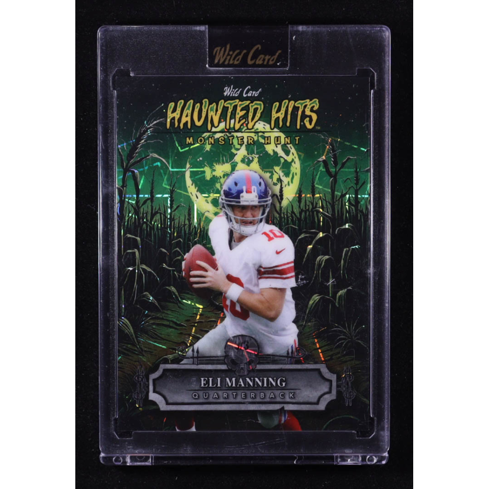 Eli Manning 2025 Wild Card Haunted Hits Monster Hunt Cornfield Green Lazer #HHCFEM #3/3 at PristineAuction.com