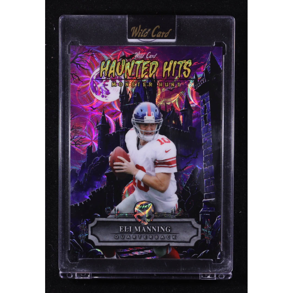 Eli Manning 2025 Wild Card Haunted Hits Monster Hunt Creepy Castle Purple Kaleidoscope #HHCCEM #2/3 at PristineAuction.com