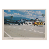 Carl E. Recknagel Signed Stan Stokes "Staggerwing And Gooney Bird" Lithograph Inscribed "UAL Captain" (AIV) at PristineAuction.com