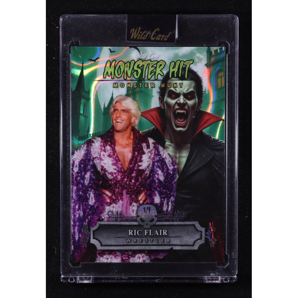 Ric Flair 2025 Wild Card Monster Hit Monster Hunt Count Dracula Green Lava #MHCD-RF #1/1 at PristineAuction.com