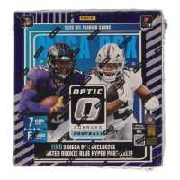 2025 Donruss Optic Football Mega Box (Blue Hyper) with (6) Packs at PristineAuction.com