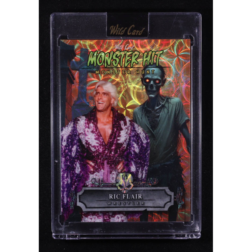 Ric Flair 2025 Wild Card Monster Hit Monster Hunt Cemetery Zombie Orange Kaleidoscope #MHCZ-RF #1/1 at PristineAuction.com