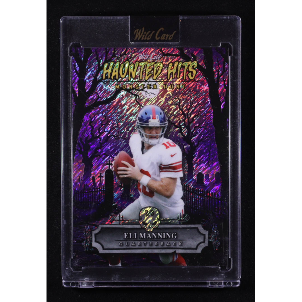 Eli Manning 2025 Wild Card Haunted Hits Monster Hunt Haunted Cemetery Purple Shimmer #HHCEM #2/3 at PristineAuction.com