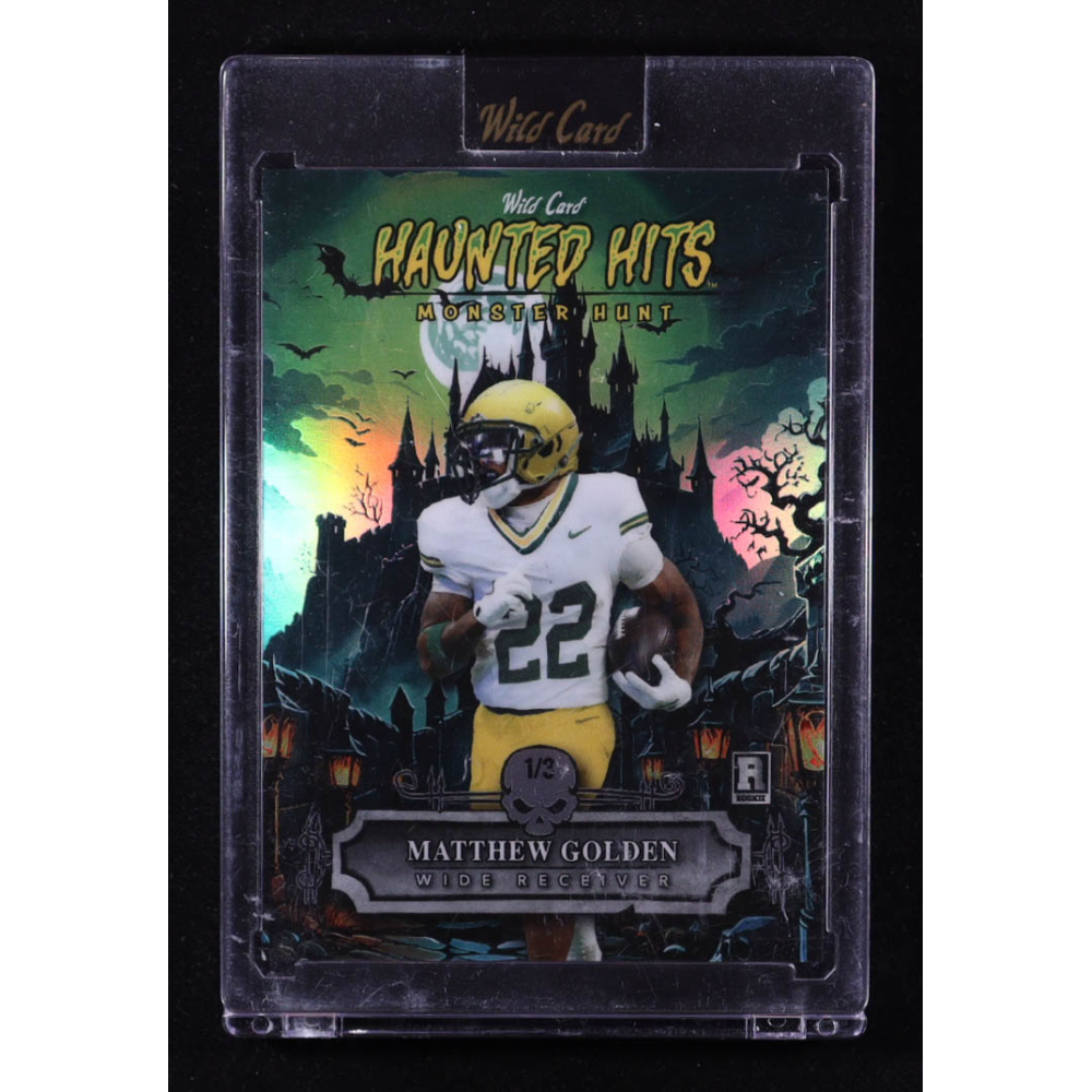 Matthew Golden 2025 Wild Card Haunted Hits Monster Hunt Creepy Castle Green Rainbow Foil #HHCCMG #1/3 RC at PristineAuction.com