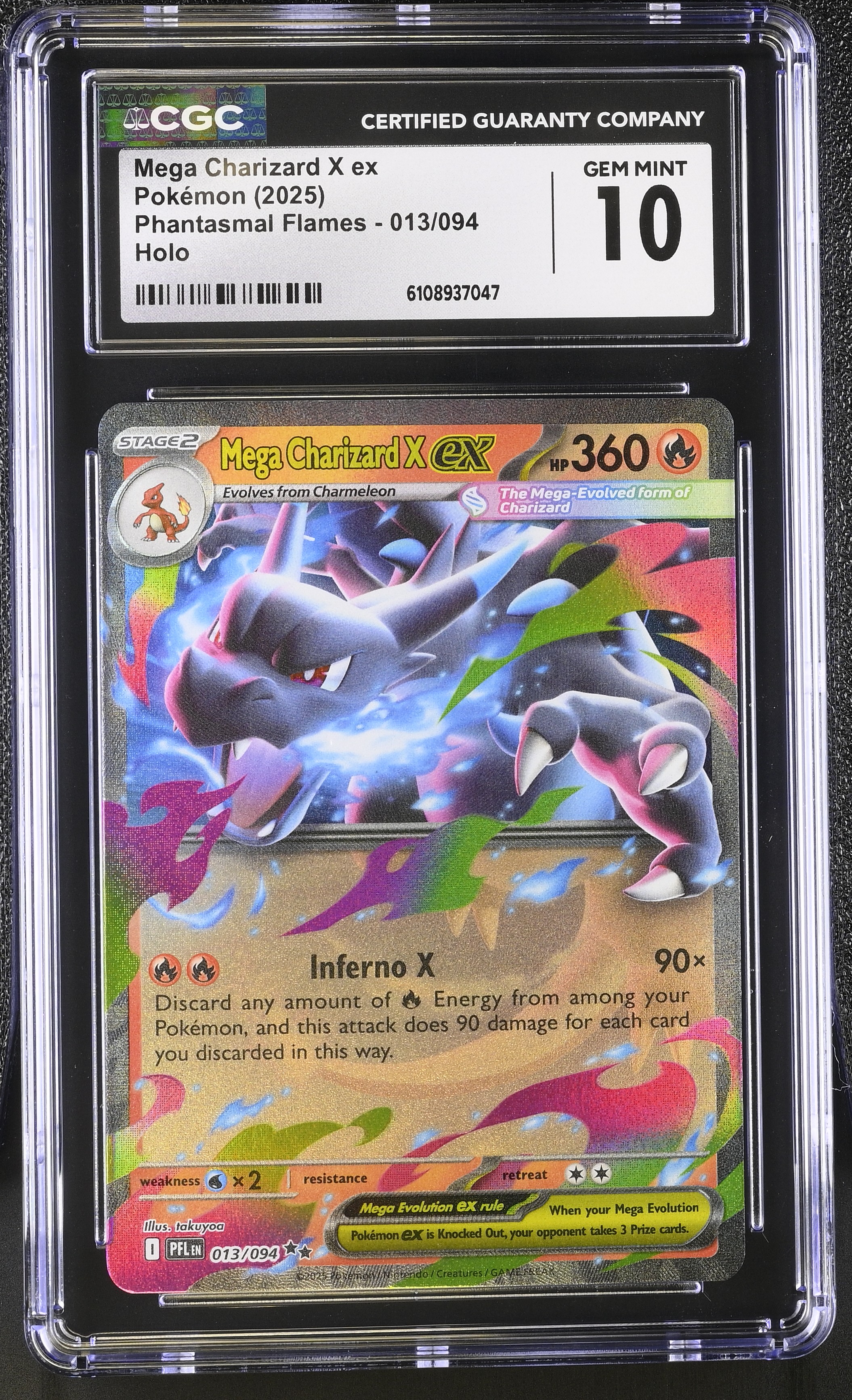 Mega Charizard X ex 2025 Pokemon TCG Mega Evolution Phantasmal Flames #013 RR (CGC 10) at PristineAuction.com Mega Charizard X ex 2025 Pokemon TCG Mega Evolution Phantasmal Flames #013 RR (CGC 10) at PristineAuction.com