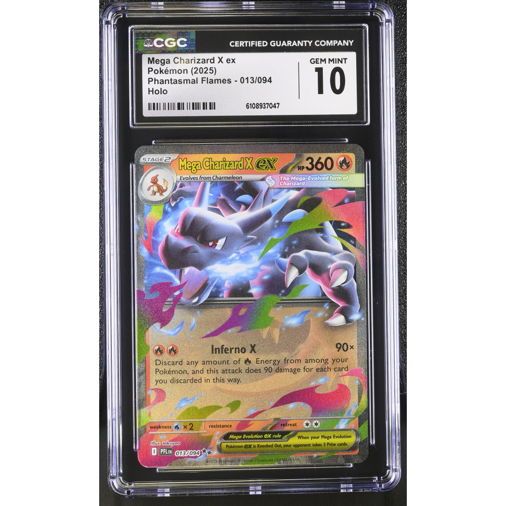 Mega Charizard X ex 2025 Pokemon TCG Mega Evolution Phantasmal Flames #013 RR (CGC 10) at PristineAuction.com