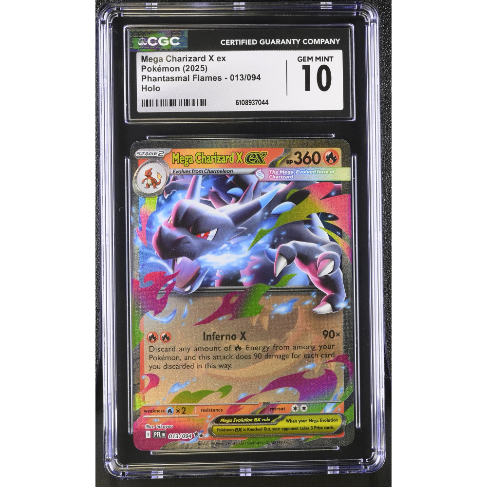 Mega Charizard X ex 2025 Pokemon TCG Mega Evolution Phantasmal Flames #013 RR (CGC 10) at PristineAuction.com