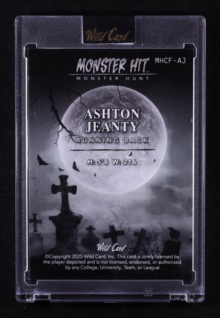 Ashton Jeanty 2025 Wild Card Monster Hit Monster Hunt Carnival Frankenstein Blue Rainbow Foil #MHCFAJ #1/1 RC at PristineAuction.com Ashton Jeanty 2025 Wild Card Monster Hit Monster Hunt Carnival Frankenstein Blue Rainbow Foil #MHCFAJ #1/1 RC at PristineAuction.com