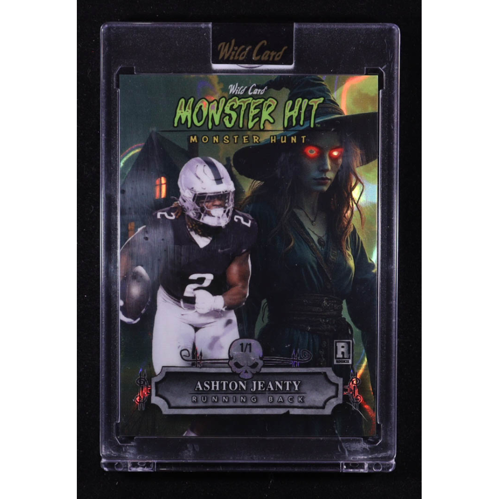 Ashton Jeanty 2025 Wild Card Monster Hit Monster Hunt Witch Yellow Lava #MHWHAJ #1/1 RC at PristineAuction.com