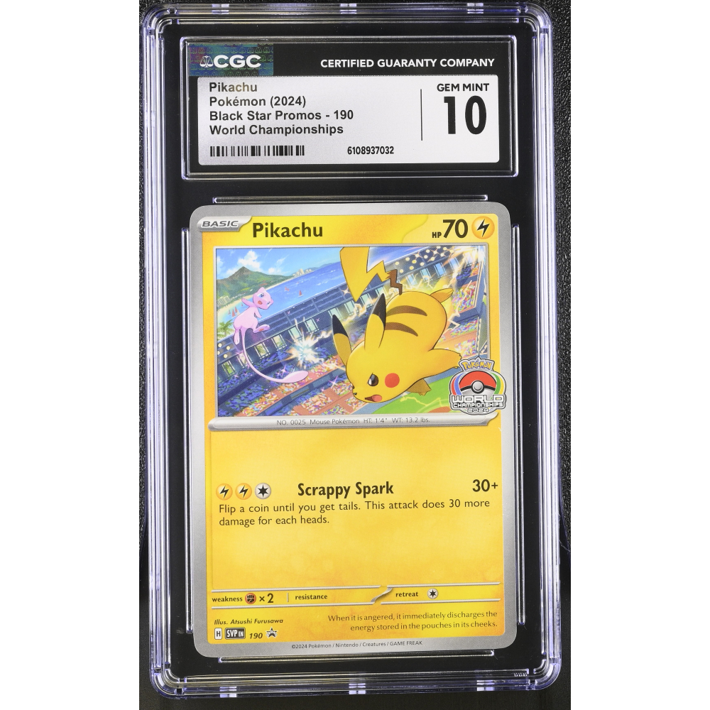 Pikachu 2024 Pokemon TCG Scarlet & Violet Black Star Promos #190 STAMP P (CGC 10) at PristineAuction.com
