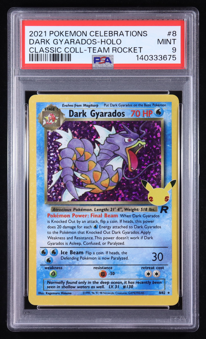 Dark Gyarados 2021 Pokemon TCG Sword & Shield Celebrations Classic Collection Team Rocket #8 Holo (PSA 9) at PristineAuction.com Dark Gyarados 2021 Pokemon TCG Sword & Shield Celebrations Classic Collection Team Rocket #8 Holo (PSA 9) at PristineAuction.com