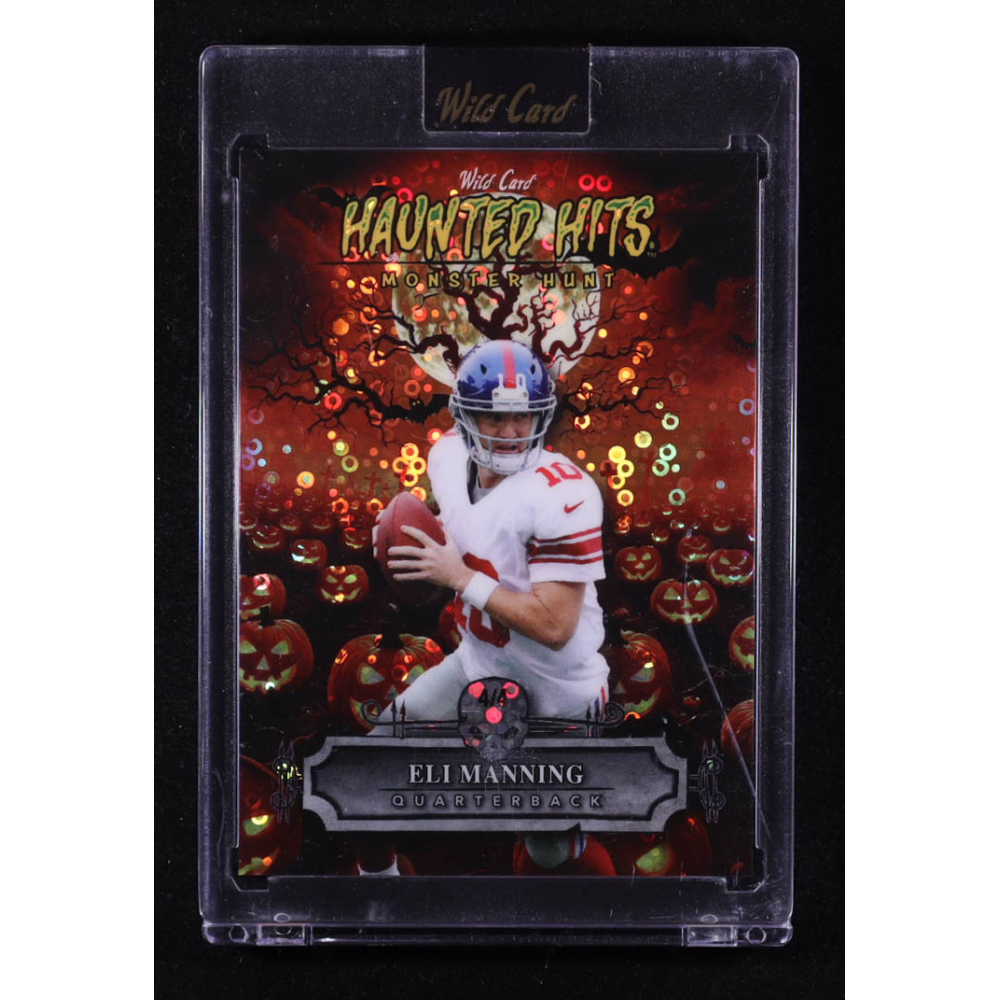Eli Manning 2025 Wild Card Haunted Hits Monster Hunt Pumpkin Patch Orange Donut Circles #HHPEM #4/4 at PristineAuction.com