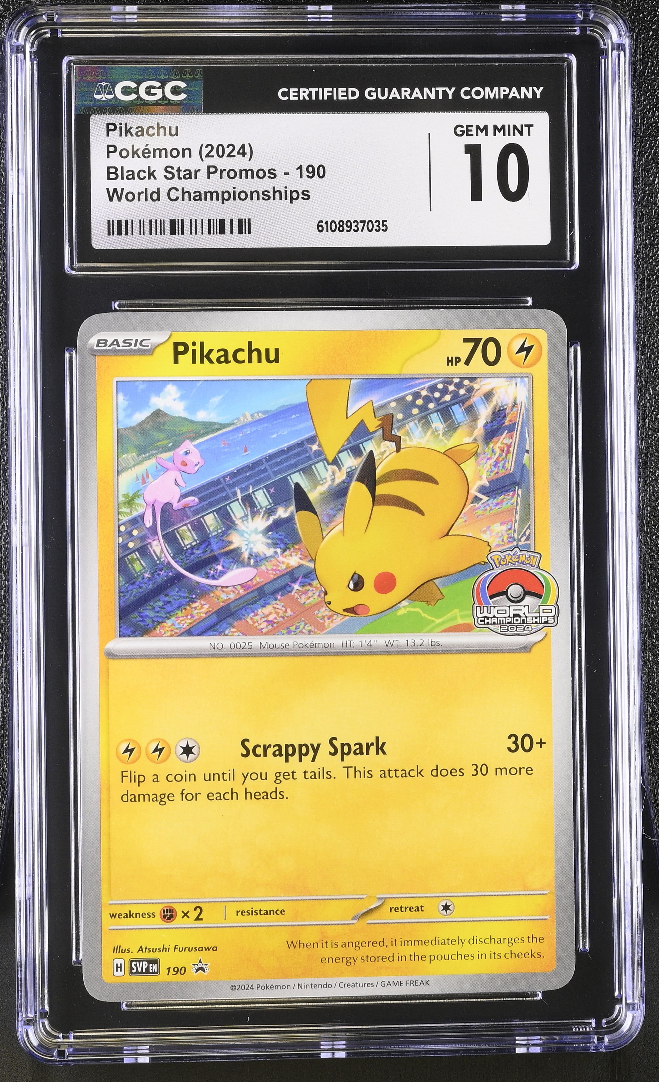 Pikachu 2024 Pokemon TCG Scarlet & Violet Black Star Promos #190 STAMP P (CGC 10) at PristineAuction.com Pikachu 2024 Pokemon TCG Scarlet & Violet Black Star Promos #190 STAMP P (CGC 10) at PristineAuction.com
