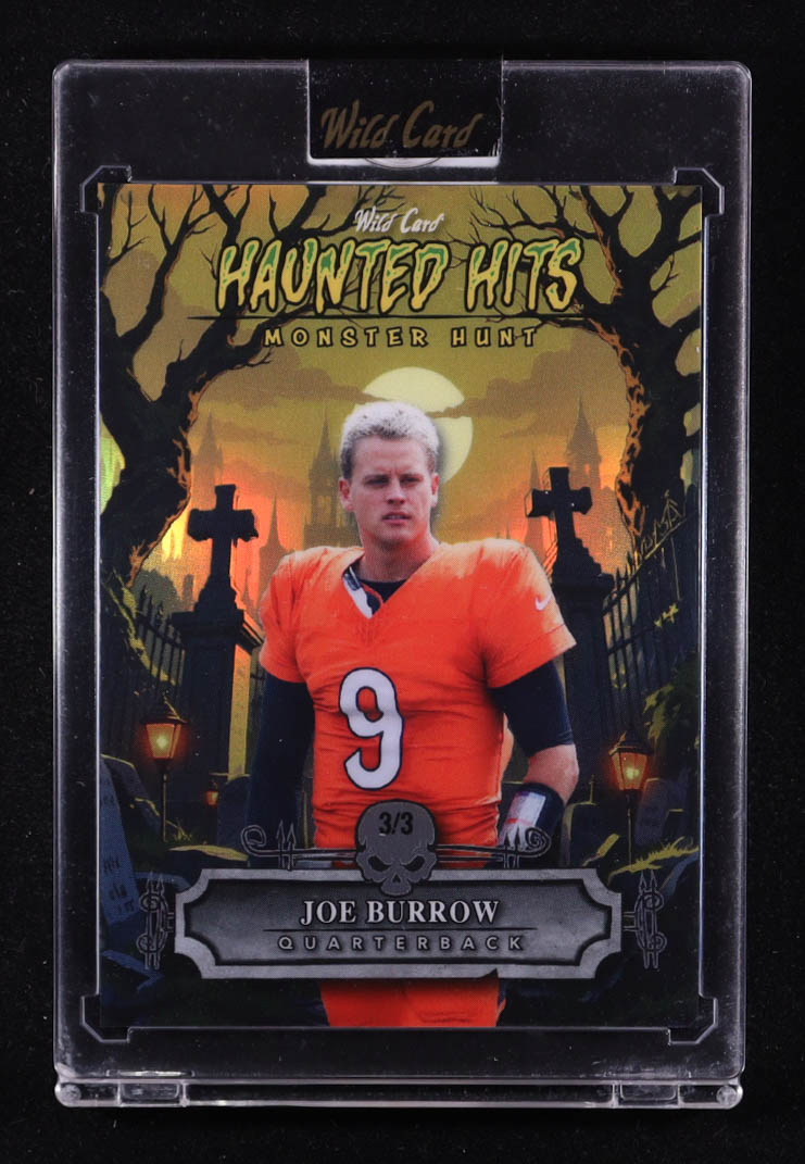 Joe Burrow 2025 Wild Card Haunted Hits Monster Hunt Haunted Cemetery Yellow Rainbow Foil #HHCJB #3/3 at PristineAuction.com Joe Burrow 2025 Wild Card Haunted Hits Monster Hunt Haunted Cemetery Yellow Rainbow Foil #HHCJB #3/3 at PristineAuction.com