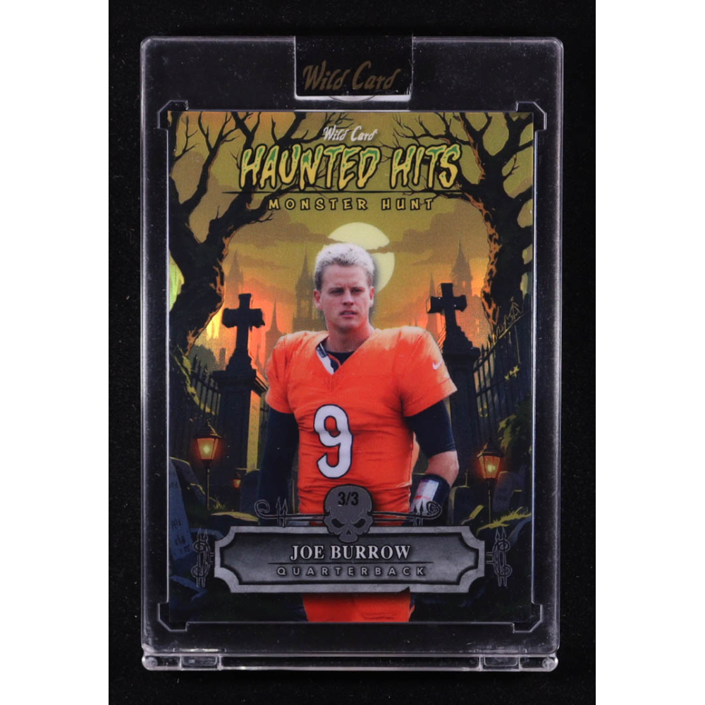 Joe Burrow 2025 Wild Card Haunted Hits Monster Hunt Haunted Cemetery Yellow Rainbow Foil #HHCJB #3/3 at PristineAuction.com