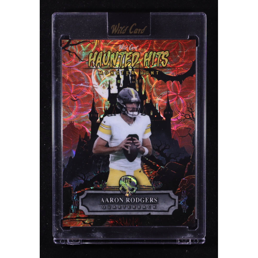 Aaron Rodgers 2025 Wild Card Haunted Hits Monster Hunt Creepy Castle Orange Kaleidoscope #HHCCAR #1/4 at PristineAuction.com