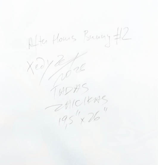 "After Hours Bunny #2" 2026 19x26 Original Painting on Canvas by Tadas Zaicikas | TedyZet (Zaicikas) at PristineAuction.com "After Hours Bunny #2" 2026 19x26 Original Painting on Canvas by Tadas Zaicikas | TedyZet (Zaicikas) at PristineAuction.com