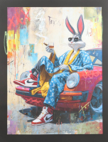 "After Hours Bunny #2" 2026 19x26 Original Painting on Canvas by Tadas Zaicikas | TedyZet (Zaicikas) at PristineAuction.com