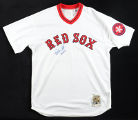Carlton Fisk Signed Red Sox Mitchell & Ness Authentic Jersey Inscribed "HOF 2000"  (Beckett) at PristineAuction.com