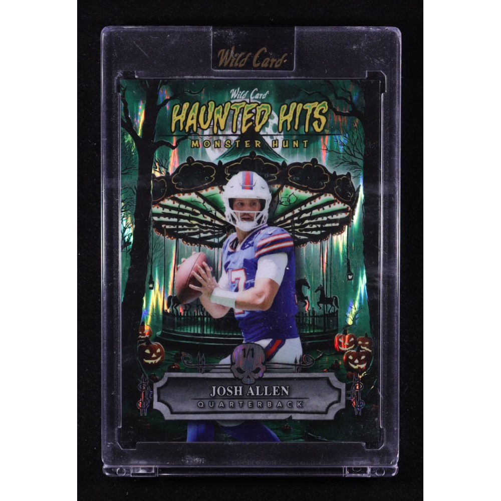 Josh Allen 2025 Wild Card Haunted Hits Monster Hunt Carnival Green Stealth Foil #HHCAJA #1/1 at PristineAuction.com
